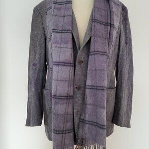 Canali italian cashmere wool angora kei blazer blue purple gray grey XL 44 46 L